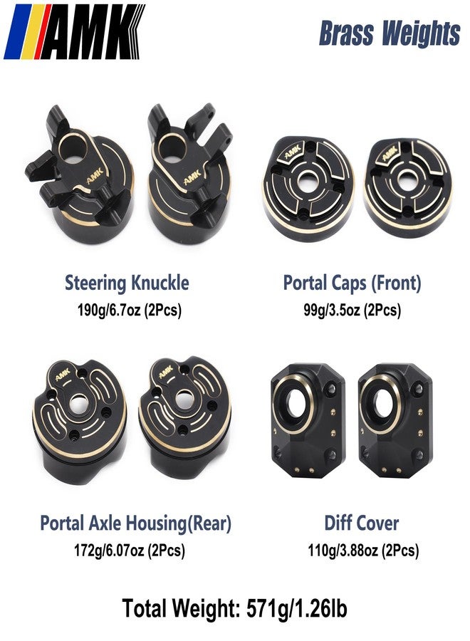 AMK 1/10 Capra Brass Kit 571g UTB10 Diff Cover Front Rear Axle Housing Portal Steering Knuckle Caps for RC Crawler Axial Capra Upgrades - Image 3