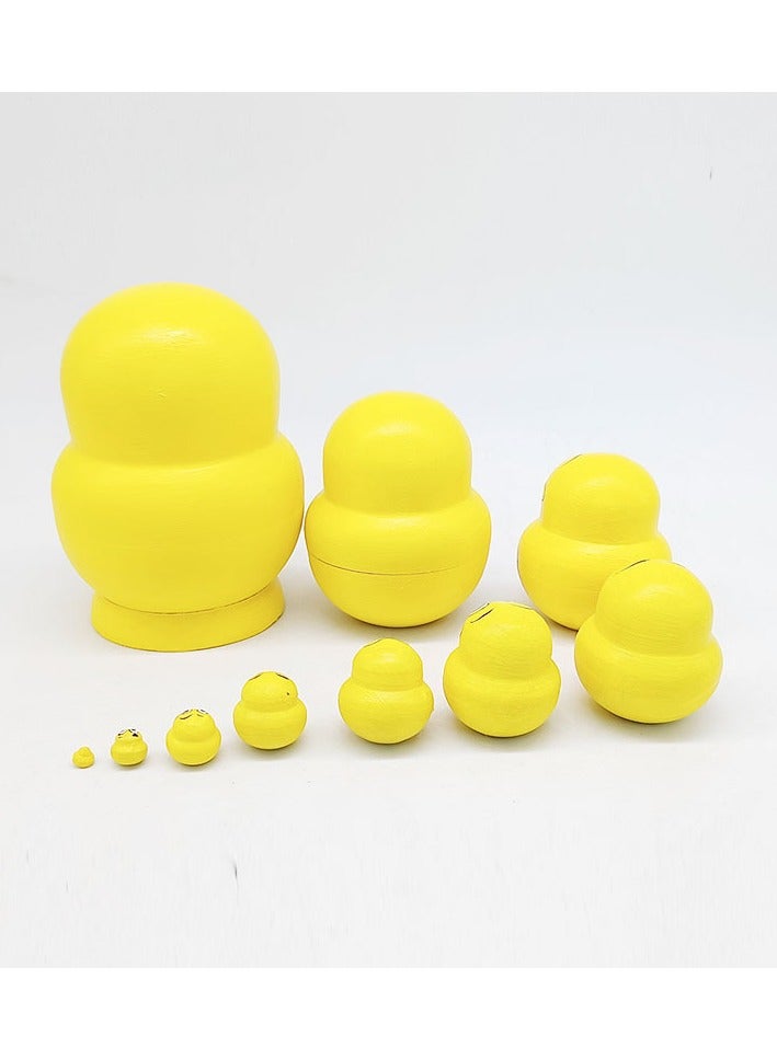 عام دمية روسية تقليدية على شكل بط صغير مكونة من عشر طبقات، لعبة خشبية يدوية للأطفال، يمكن تقديمها كهدية عيد ميلاد للأصدقاء. - Image 2