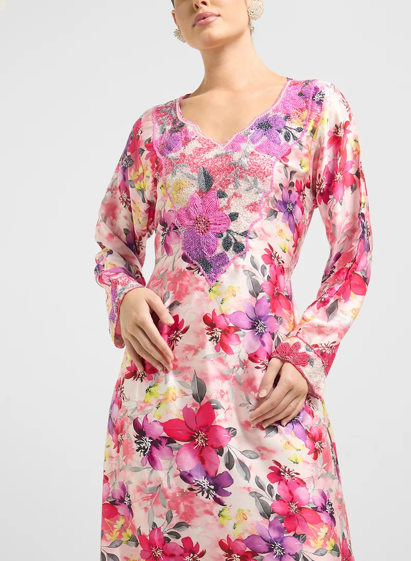 ارابيان كلوزيت Embellished Belted Jalabiya