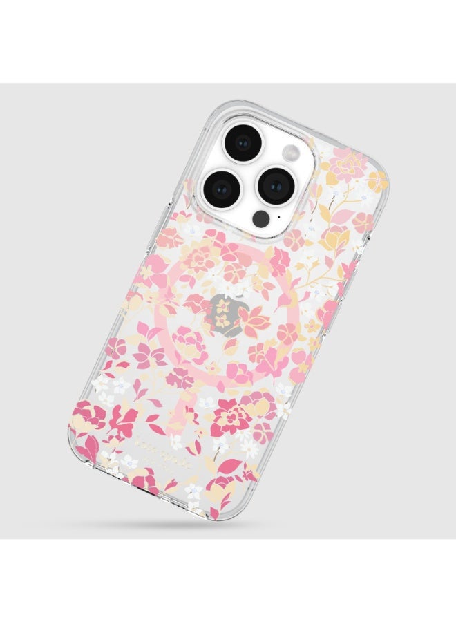 Kate Spade Floral Case Compatible with iPhone 15 Pro 2023 6.1" - 10Ft Drop Protection Cover, Made from Recycled Materials, Magsafe Wireless Charging Compatible - Flowerbed Pink Ombre - Image 4