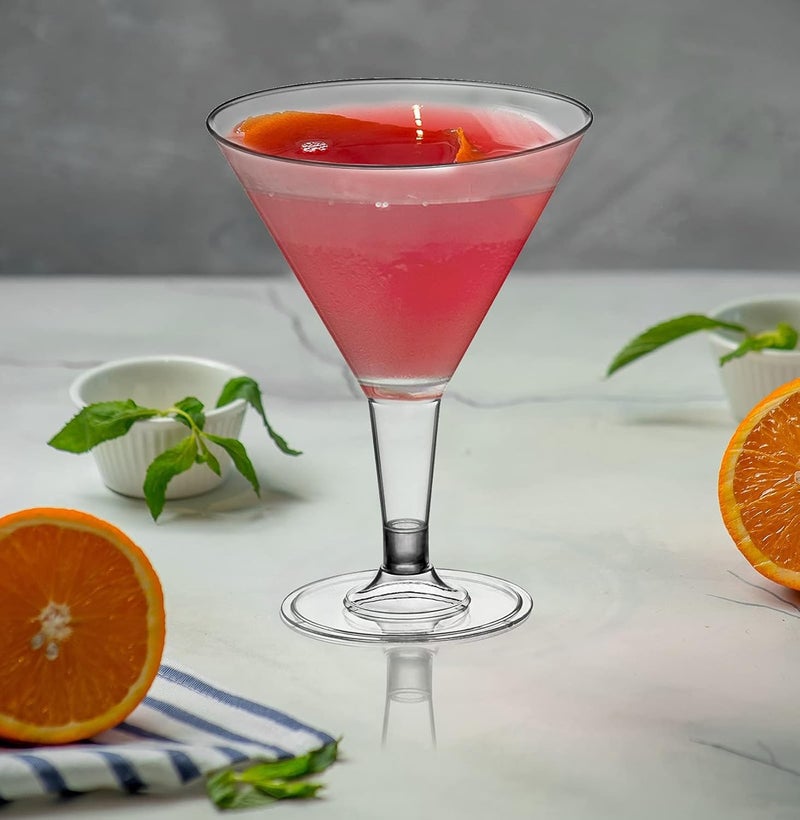 DecorRack 24 Martini Cocktail Glasses, 7 Oz BPA-Free Plastic Party Cups, Perfect for Outdoor Parties, Weddings, Picnics, Stackable Stemmed, Reusable, Disposable Glasses (Pack of 24) - Image 5