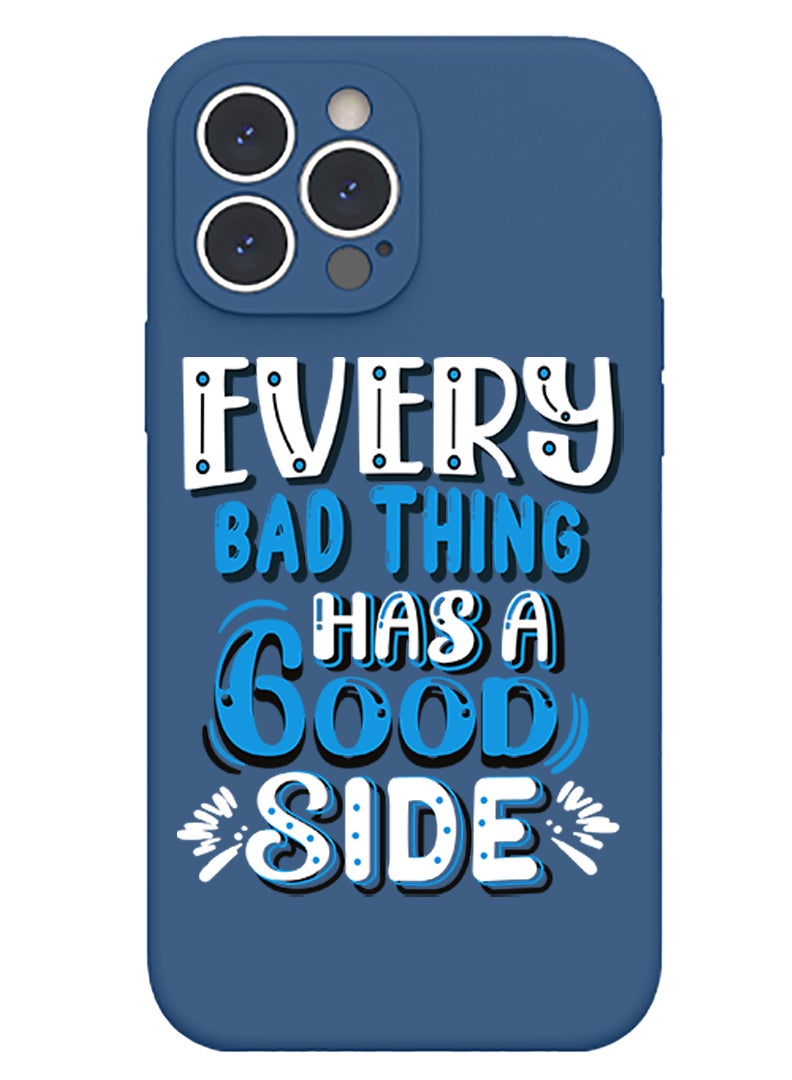 Theodor Protective Slim Fit Case Liquid Silicone Cover with Full Body Protection Anti-Scratch Shockproof Case For iPhone 14 Pro Max Blue  - EVery love story is beautiful black copy - Image 1