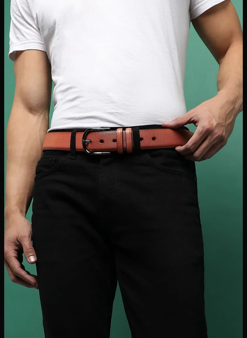 French Accent Textured Formal PU Leather Belt For Men