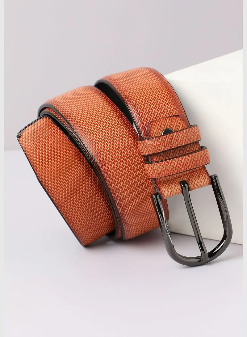 French Accent Textured Formal PU Leather Belt For Men