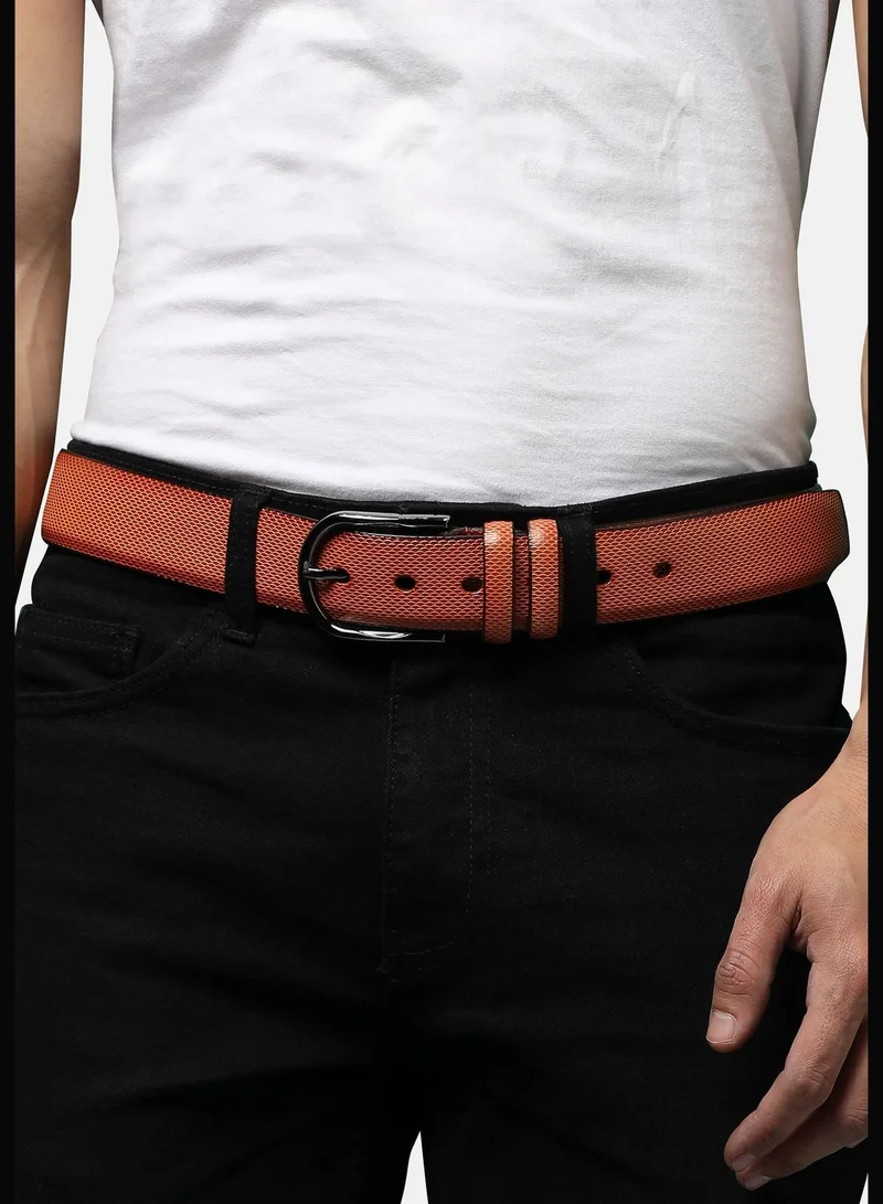 French Accent Textured Formal PU Leather Belt For Men