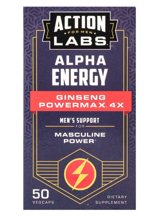 ACTION لرجال طاقة ألفا جينسنغ باورماكس™ 4x 50 كبسولة نباتية