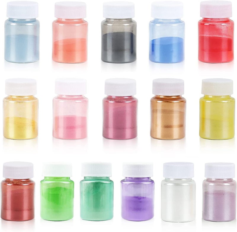 Kedia Mica Powder16 Colors Resin Pigment Mica Powder for Epoxy Resin Candle Making Bath Bomb and Slime 10gEach - Image 1