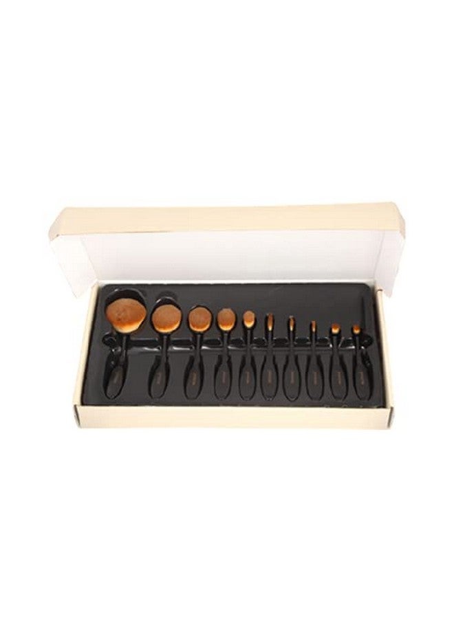 Brushman - Long Lasting Fine Grip Easy To Use Soft Hair Professional Foundation Contour Eyeliner Blending Beauty Grooming Makeup Brush Applicator (Pack Of 10) - Image 1