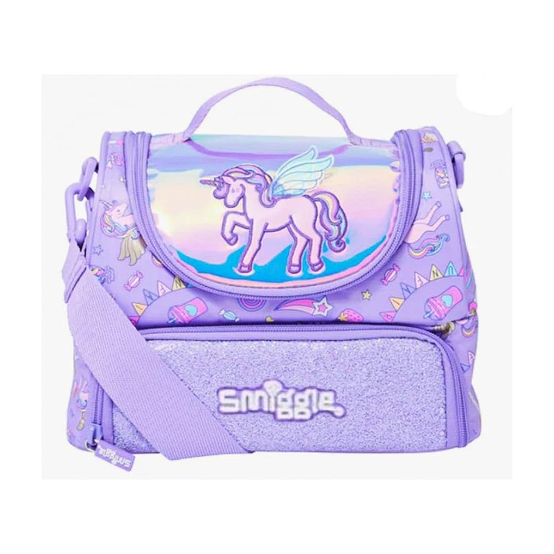 EXILOM حقيبة غداء بوليستر للأطفال، حقيبة غداء للفتيات والفتيان، حقيبة عزل حراري للأطفال والمراهقين، حقيبة سفر مدرسية، حامل زجاجة ماء وعلبة غداء بحزام قابل للتعديل (بنفسجي) - Image 1