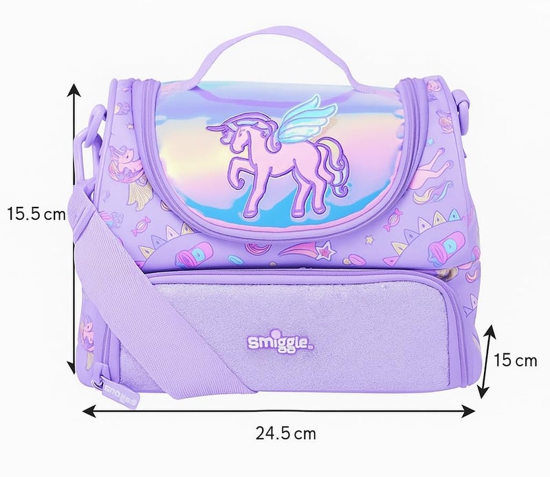 EXILOM حقيبة غداء بوليستر للأطفال، حقيبة غداء للفتيات والفتيان، حقيبة عزل حراري للأطفال والمراهقين، حقيبة سفر مدرسية، حامل زجاجة ماء وعلبة غداء بحزام قابل للتعديل (بنفسجي) - Image 3