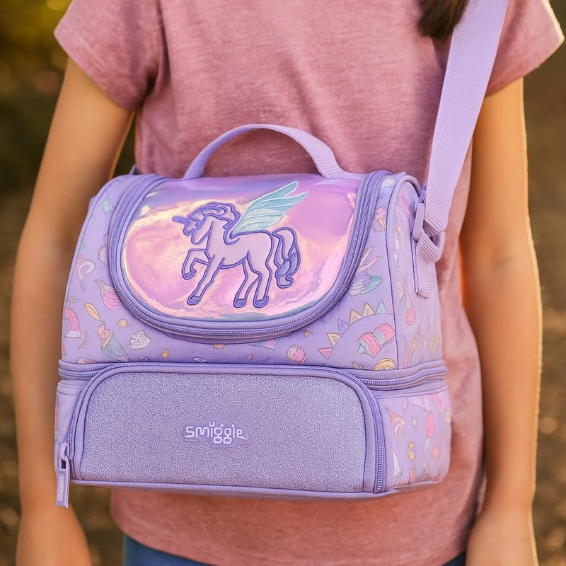 EXILOM حقيبة غداء بوليستر للأطفال، حقيبة غداء للفتيات والفتيان، حقيبة عزل حراري للأطفال والمراهقين، حقيبة سفر مدرسية، حامل زجاجة ماء وعلبة غداء بحزام قابل للتعديل (بنفسجي) - Image 2