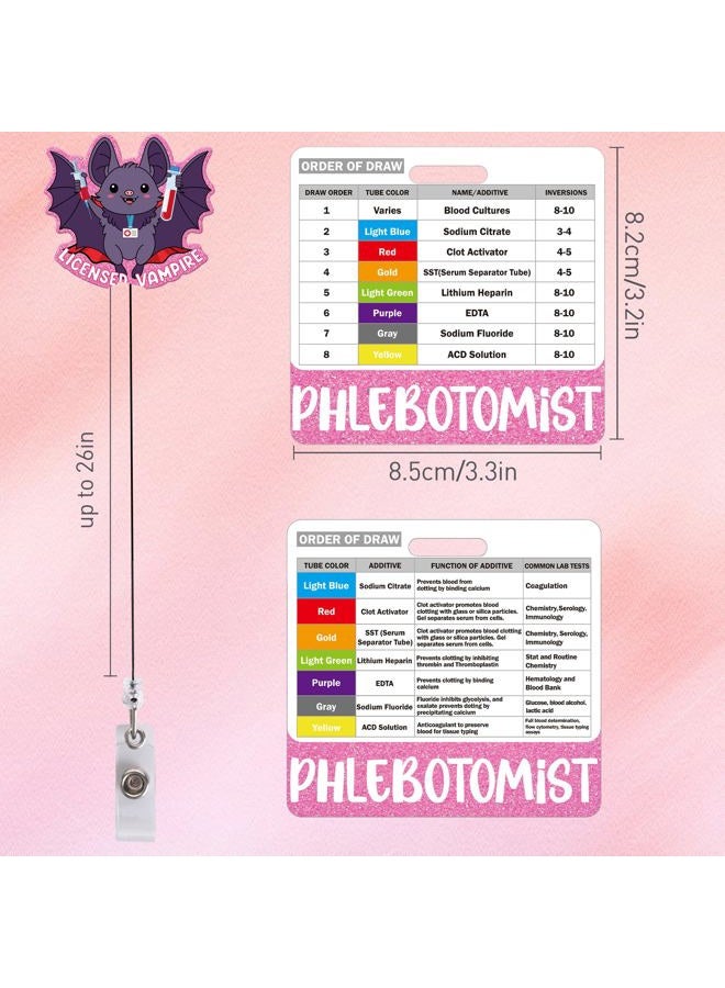 MENIFEND Phlebotomy Badge Reel and Order of Draw Badge Card, Cute Bat Retractable ID Holder and Buddy Card with Order of Draw Reference, Phlebotomist Work Accessories Gift - Image 3