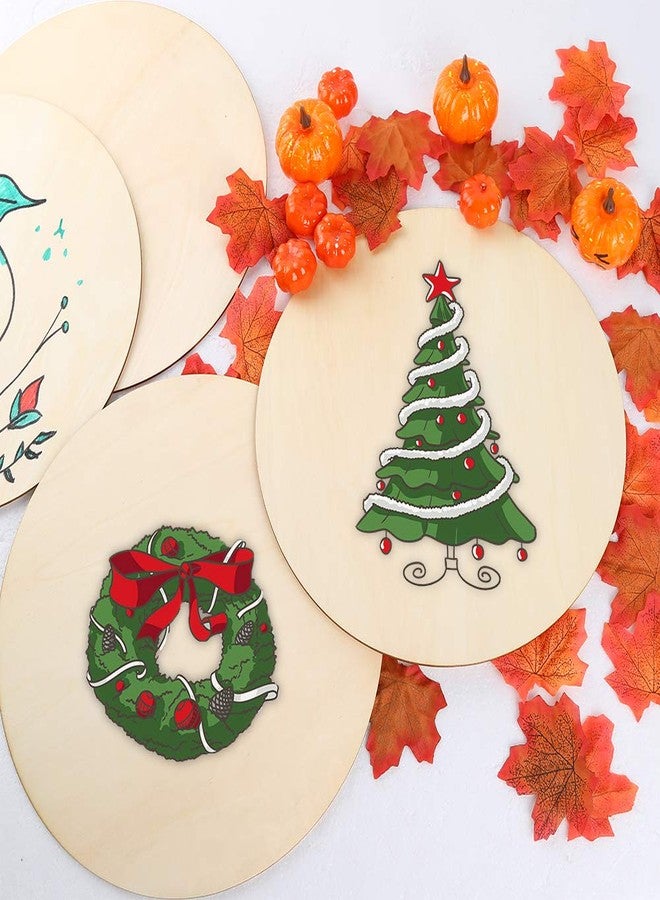 Caydo 4 Pieces 12 Inch Wooden Circle Door Hanger, Unfinished Round Wood Slices for Pyrography, Painting and Christmas Decorations - Image 3
