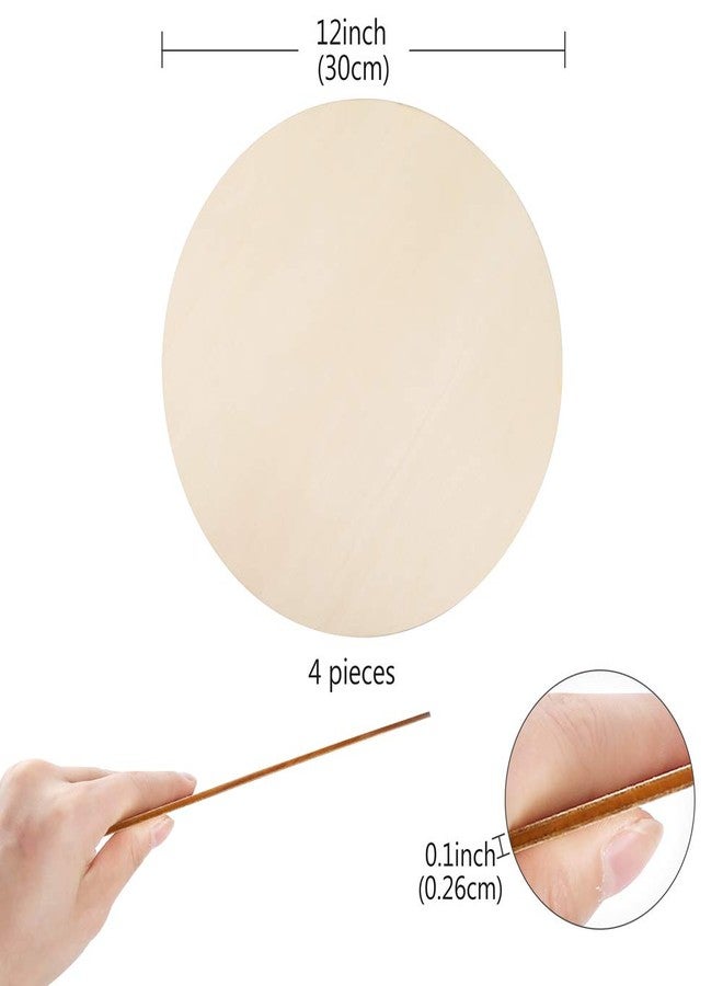Caydo 4 Pieces 12 Inch Wooden Circle Door Hanger, Unfinished Round Wood Slices for Pyrography, Painting and Christmas Decorations - Image 2