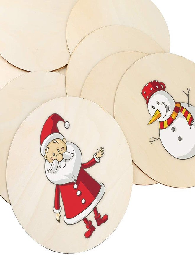 Caydo 4 Pieces 12 Inch Wooden Circle Door Hanger, Unfinished Round Wood Slices for Pyrography, Painting and Christmas Decorations - Image 4
