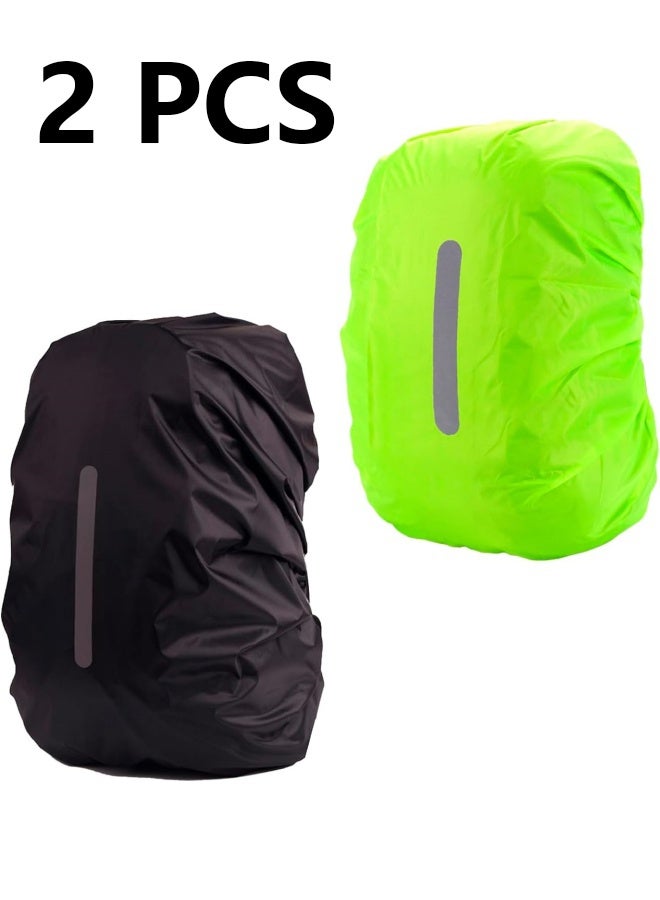 2 Pack Waterproof Rain Cover for Backpack, Backpack Rain Cover with Reflective Strip，Rucksack Rain Cover for Bicycling/Hiking - Image 1
