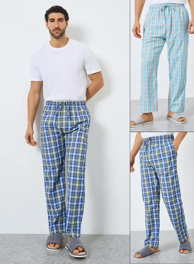 ستايلي مجموعة من 2 بنطال بيجاما قطن بقصة مريحة