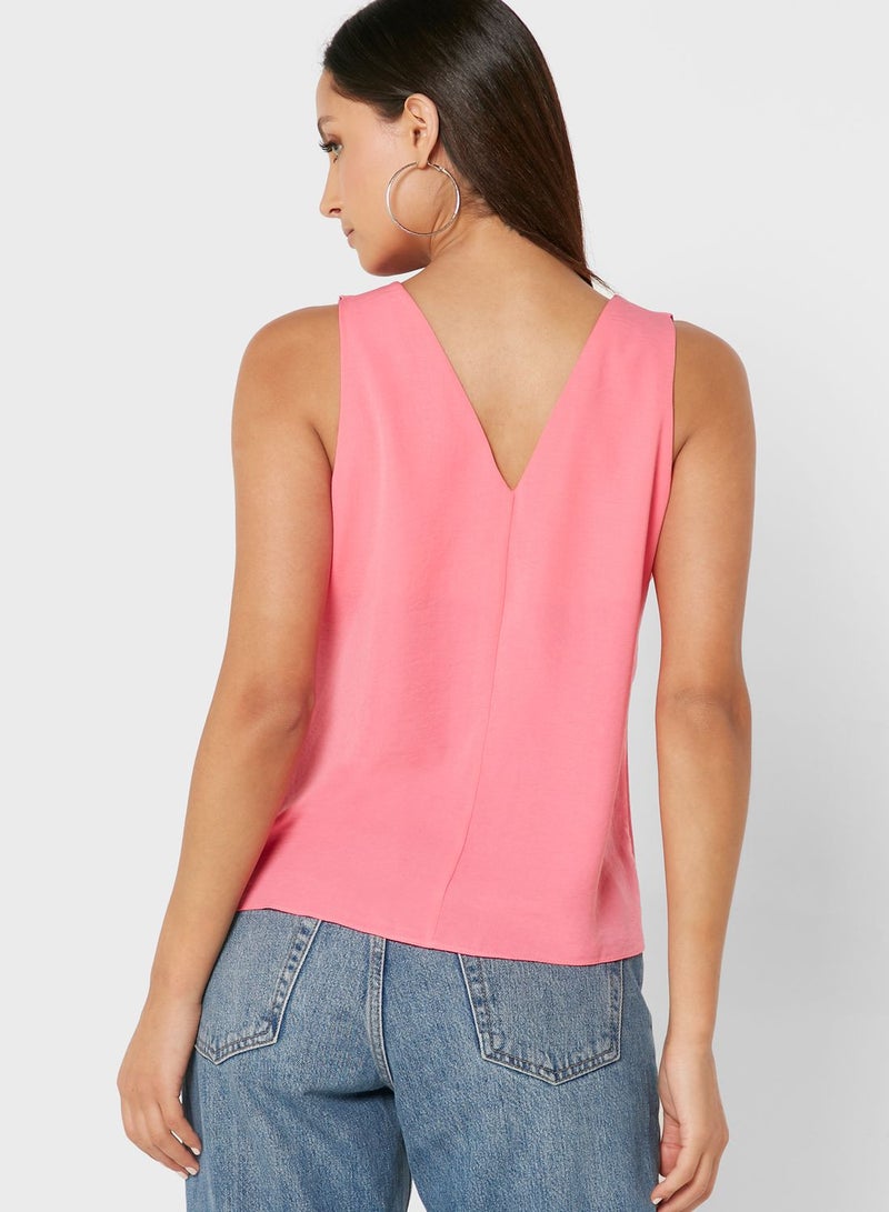 Ruffle Detail V-Neck Top