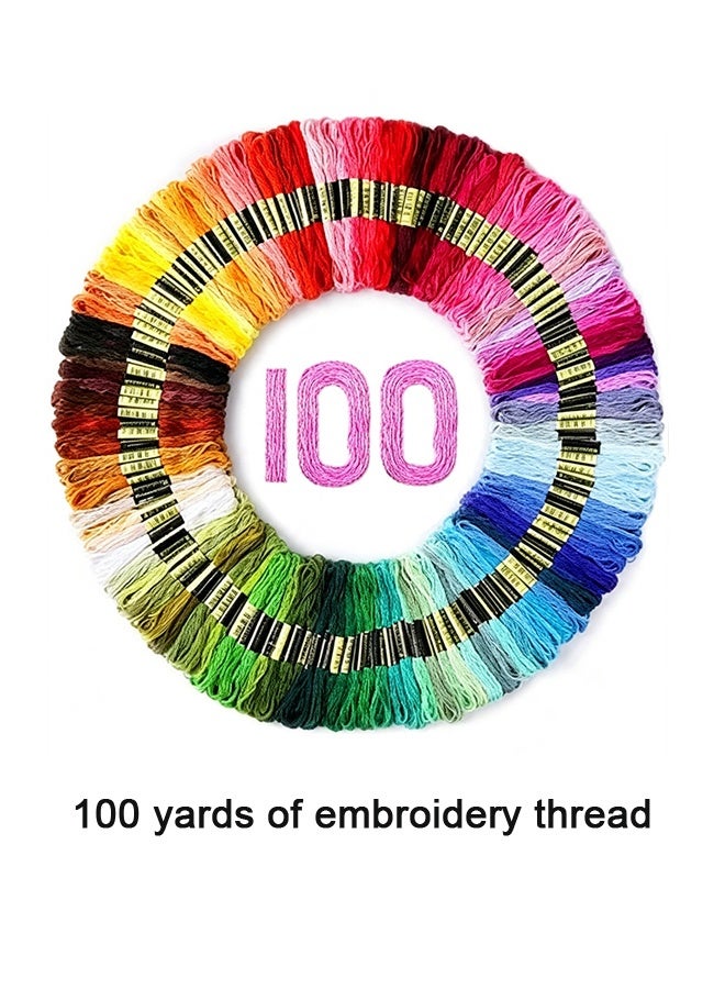 MXN 100 Colors Embroidery Thread Floss Skeins Rainbow Cross Stitch Thread for Preparing Artistic Works - Craft Floss Needlepoint Cotton Yarn for DIY Sewing Embroidery Knitting Crochet Projects - Image 2