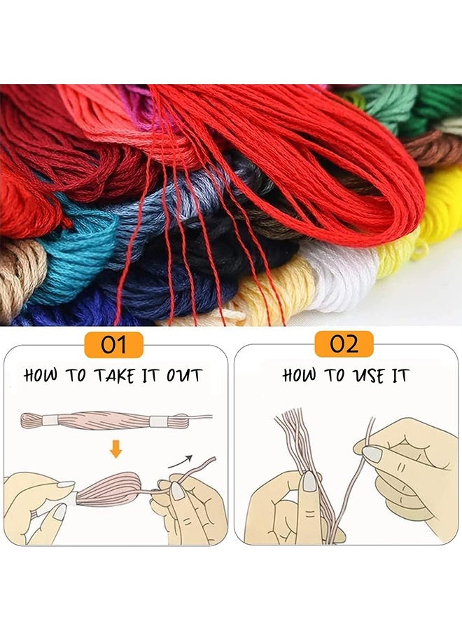 MXN 100 Colors Embroidery Thread Floss Skeins Rainbow Cross Stitch Thread for Preparing Artistic Works - Craft Floss Needlepoint Cotton Yarn for DIY Sewing Embroidery Knitting Crochet Projects - Image 5