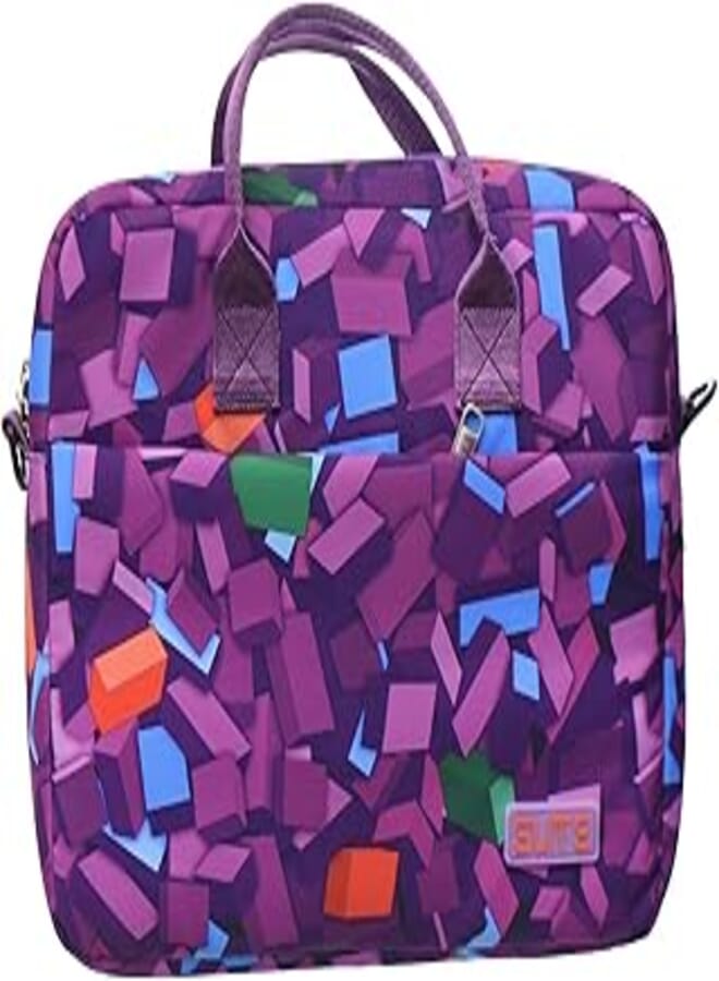 Elite Fabric Elegant Carrying Case Containing Main And Front Zipper Pocket With Printed Design Equipped Shoulder Strap Compatible With Various Laptops 14 Inch - Multi Color 
