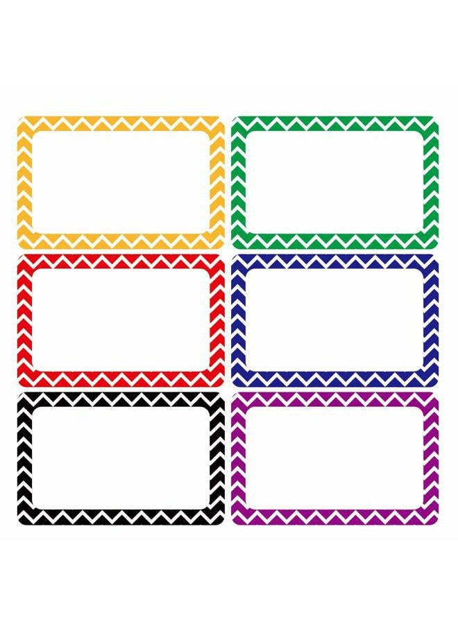 Cualfec 300 Cute Chevron Name Tag Stickers Colorful Border Name Labels for School, Office, Home Can Be Used on Clothes, Storage Boxes, Packages - Updated Stronger Stickiness - Image 1