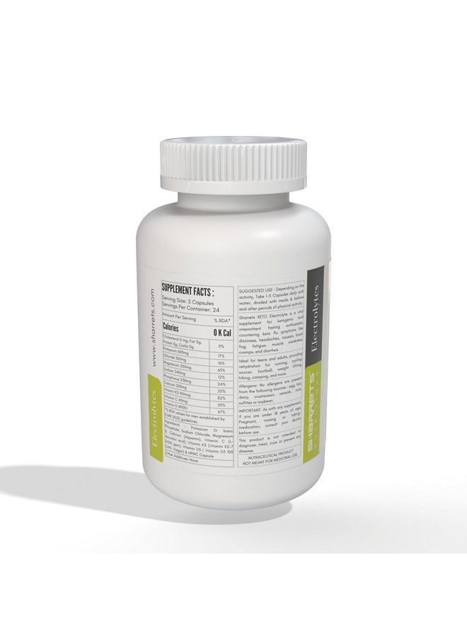 Sharrets Electrolytes 120 Capsules -Essential Minerals (K,P, Na,Cl, Mg,Ca) And Vitamins C, D, & K2- For Optimal Energy & Hydration.  - Image 2