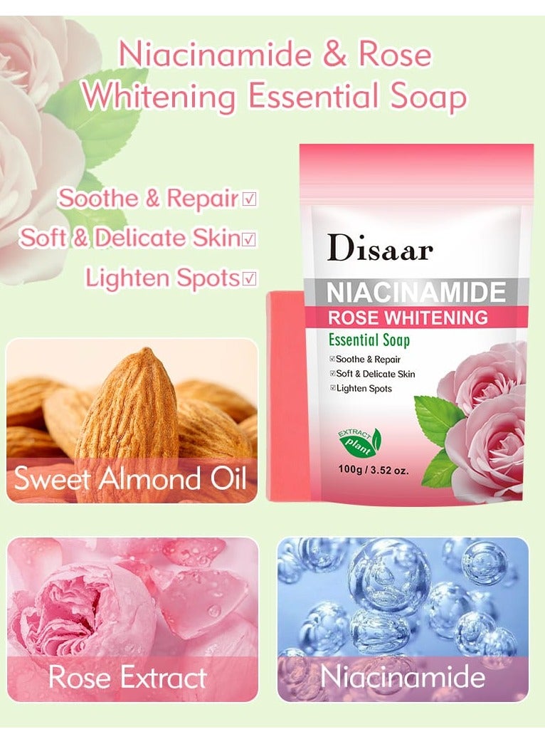 Disaar Niacinamide Rose Whitening Essential Soap 100 g - Image 3