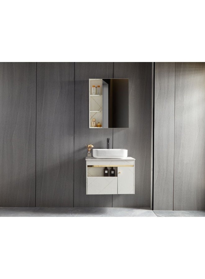 DANUBE HOME Milano Luxury And Modular Chamy Vanity  With Mirror Frame With Ceramic Wash Basin And Large Storage Space  - Image 5