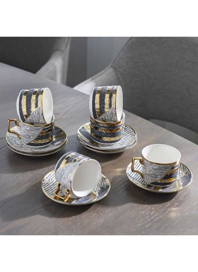 Majestic Majestic Phoe 12 Piece New Bone China Tea Cup Set Elegant and Durable Tea Cups Perfect for Tea Time Special Occasions and Gifting Stylish Set for Home Use Multi color 200 ml Serve 6  - Image 1