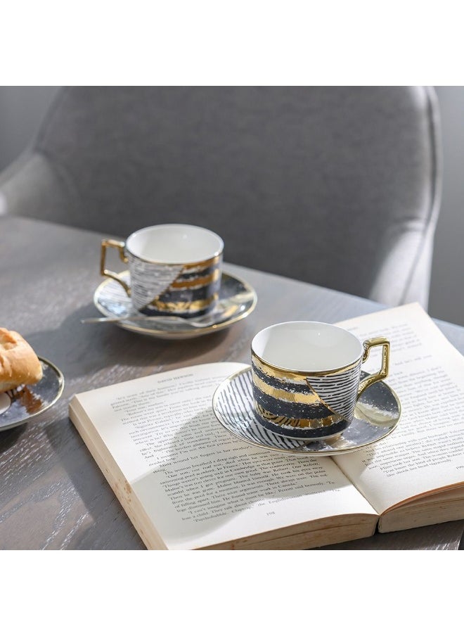 Majestic - Majestic Phoe 12 Piece New Bone China Tea Cup Set Elegant and Durable Tea Cups Perfect for Tea Time Special Occasions and Gifting Stylish Set for Home Use Multi color 200 ml Serve 6 - Image 1