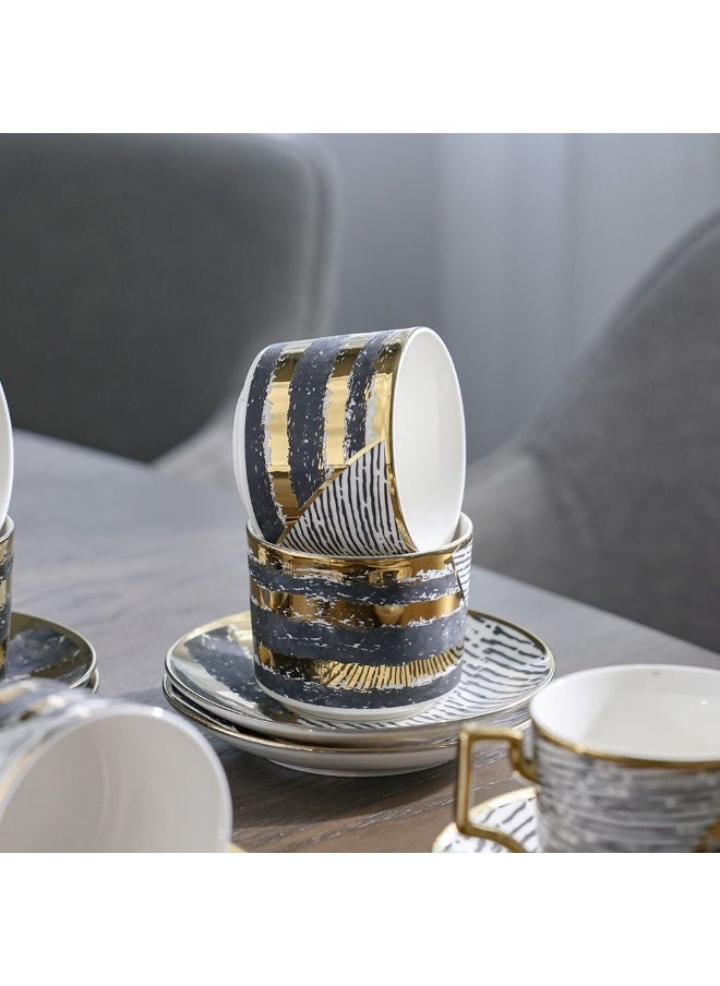 Majestic Majestic Phoe 12 Piece New Bone China Tea Cup Set Elegant and Durable Tea Cups Perfect for Tea Time Special Occasions and Gifting Stylish Set for Home Use Multi color 200 ml Serve 6  - Image 2