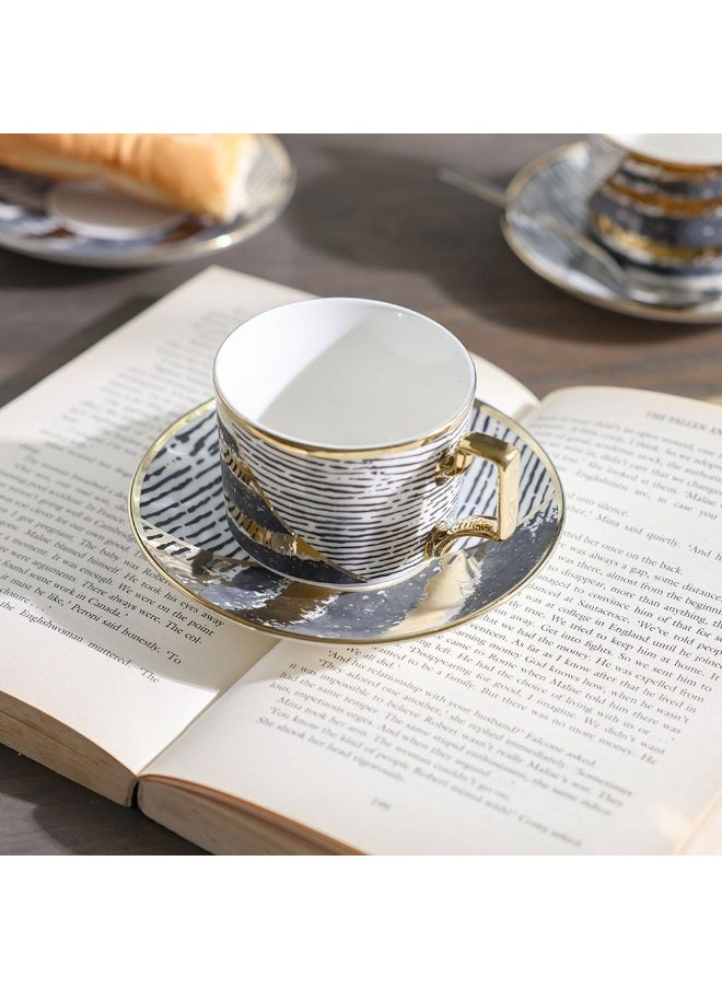 Majestic Majestic Phoe 12 Piece New Bone China Tea Cup Set Elegant and Durable Tea Cups Perfect for Tea Time Special Occasions and Gifting Stylish Set for Home Use Multi color 200 ml Serve 6  - Image 4