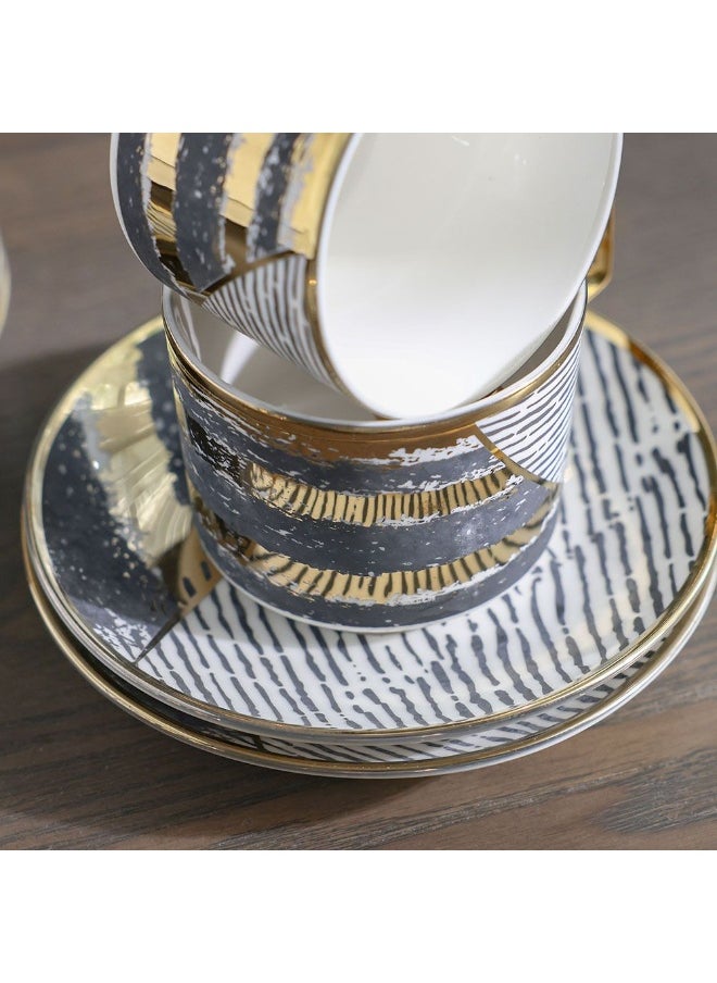 Majestic Majestic Phoe 12 Piece New Bone China Tea Cup Set Elegant and Durable Tea Cups Perfect for Tea Time Special Occasions and Gifting Stylish Set for Home Use Multi color 200 ml Serve 6  - Image 3