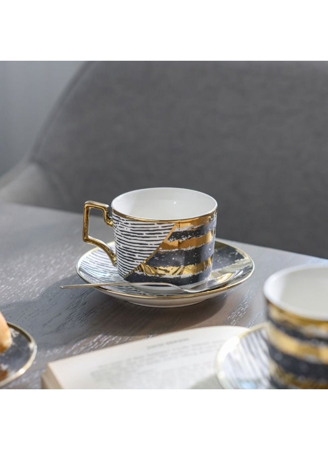 Majestic Majestic Phoe 12 Piece New Bone China Tea Cup Set Elegant and Durable Tea Cups Perfect for Tea Time Special Occasions and Gifting Stylish Set for Home Use Multi color 200 ml Serve 6  - Image 5