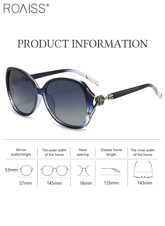 roaiss Women's Polarized Butterfly Sunglasses, UV400 Protection Sun Glasses with Rhinestones Decoration, Fashion Anti-Glare Sun Shades with Glasses Case for Shopping Party Travel 57mm, Clear Blue - Image 3