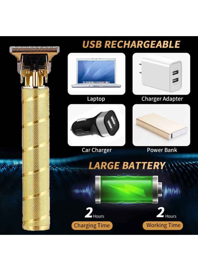 Hair Trimmer for Men, Professional Electric Hair Clippers Cordless Beard Trimmer Shaver Electric T Blade Hair Trimmer, Zero Gapped Hair Clippers Cutting Grooming Kit with Guide Combs, Gold - Image 5