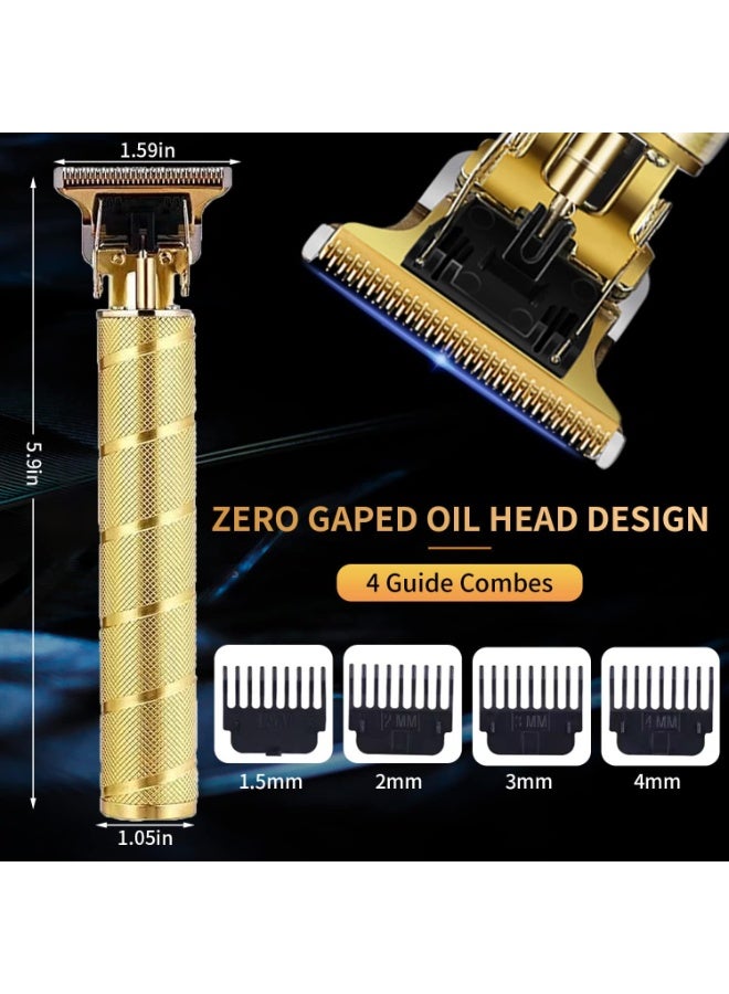 Hair Trimmer for Men, Professional Electric Hair Clippers Cordless Beard Trimmer Shaver Electric T Blade Hair Trimmer, Zero Gapped Hair Clippers Cutting Grooming Kit with Guide Combs, Gold - Image 4