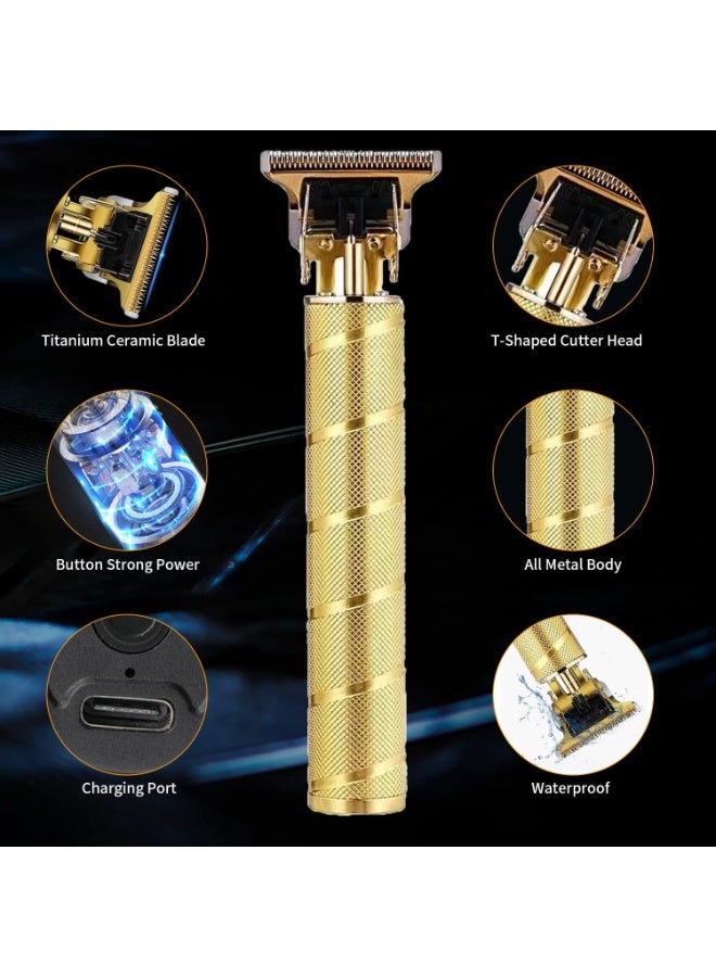 Hair Trimmer for Men, Professional Electric Hair Clippers Cordless Beard Trimmer Shaver Electric T Blade Hair Trimmer, Zero Gapped Hair Clippers Cutting Grooming Kit with Guide Combs, Gold - Image 3