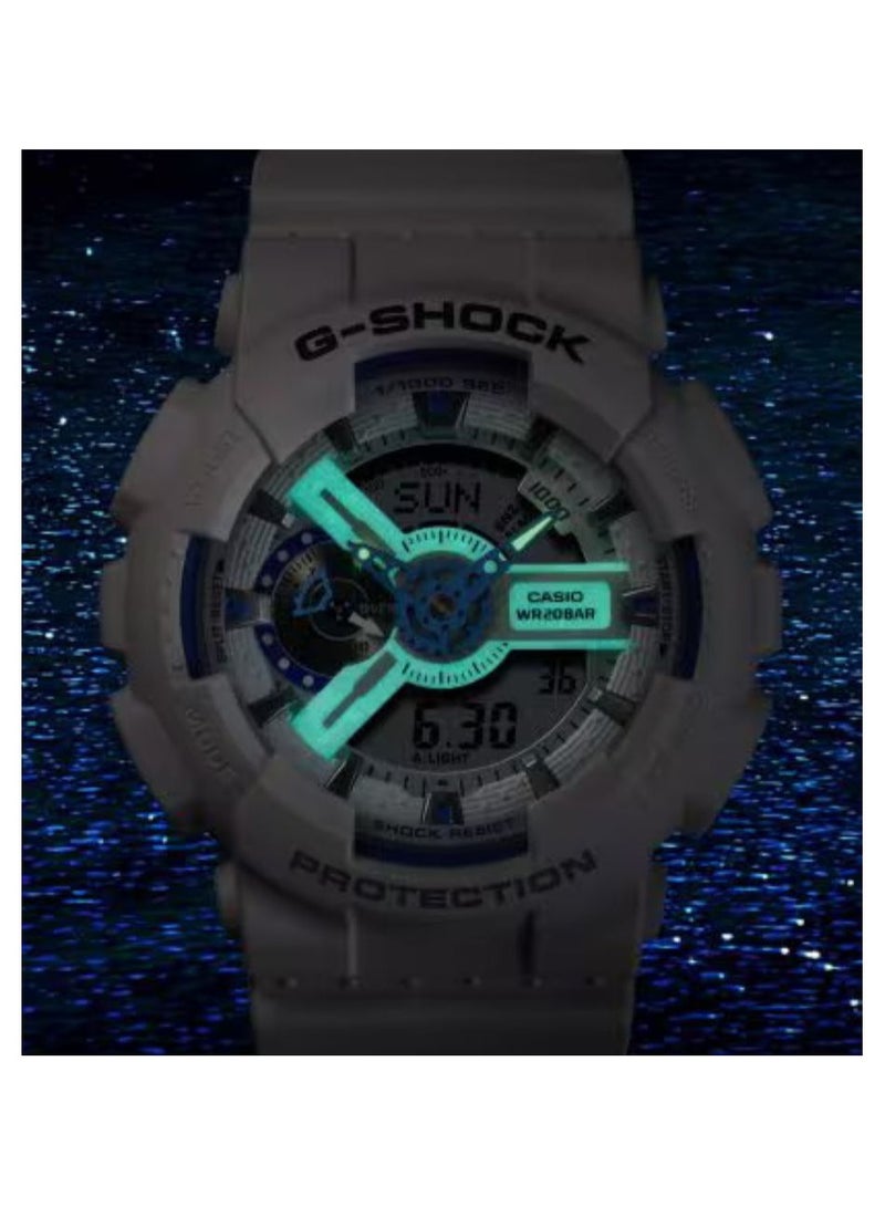 G-SHOCK Casio G-Shock GA-110HDS-7ADR  Marvel Studios Limited Edition Watch – White & Blue, Analog-Digital Hybrid, Shock Resistant, 200m Water Resistant, LED Light, Retro-Futuristic Design Inspired by The Fantastic Four: First Steps - Image 3
