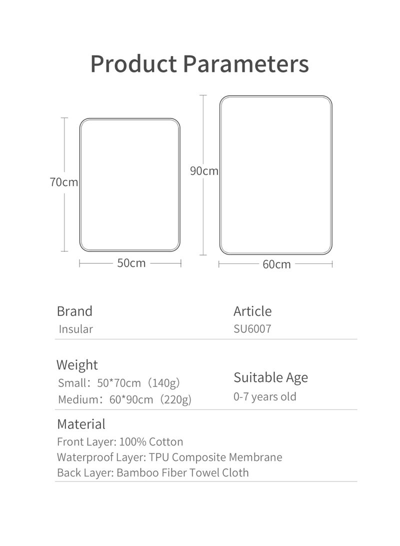 انسولار فراش تغيير حفاضات الأطفال المحمولة - 90 × 60 سم - مقاومة للماء وسهلة الحمل - مثالية للرحلات والمنزل - Image 2