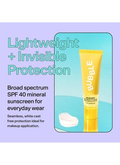 Bubble Skincare Solar Mate Mineral Face Sunscreen Broad Spectrum Spf 40 Zinc Oxide Sunscreen With Blue Light Protection & Ginseng Extract Sheer Lightweight Coverage With No White Cast (50Ml)  - Image 3