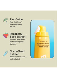 Bubble Skincare Solar Mate Mineral Face Sunscreen Broad Spectrum Spf 40 Zinc Oxide Sunscreen With Blue Light Protection & Ginseng Extract Sheer Lightweight Coverage With No White Cast (50Ml)  - Image 4