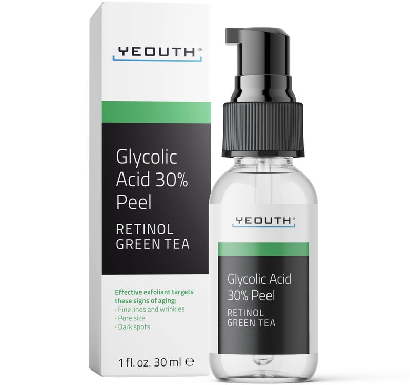 YEOUTH Glycolic Acid Peel for Face, At Home Chemical Exfoliator AHA 30% Glycolic Acid Face Peel with Retinol, Designed to Refresh and Smooth the Appearance of Skin 1oz - Image 1