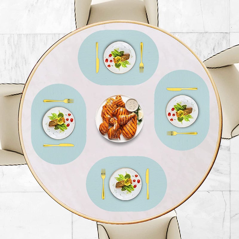 IYYI Silicone Placemats  Oval Placemats for Dining Table  Non-Slip Kids Placemats  Waterproof Heat Resistant Washable Indoor & Outdoor Placemat for Patio Table (Light Blue-Oval)  - Image 3