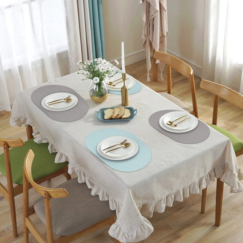IYYI Silicone Placemats  Oval Placemats for Dining Table  Non-Slip Kids Placemats  Waterproof Heat Resistant Washable Indoor & Outdoor Placemat for Patio Table (Light Blue-Oval)  - Image 2