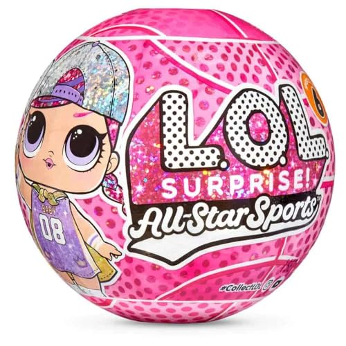 SMALL CLAP L*O*L All-Star Sports B.B.s Sparkly Basketball Series with 8 Surprises Age 3+ (Pink) - Image 1