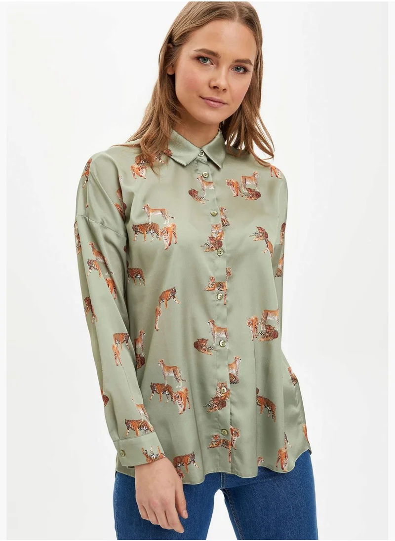 ديفاكتو Patterned Shirt Collar Tunic