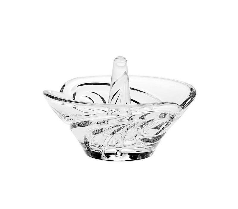 Barski Glass Ring Holder Designed Crystal Swirl Design 325 Diameter Made in Europe