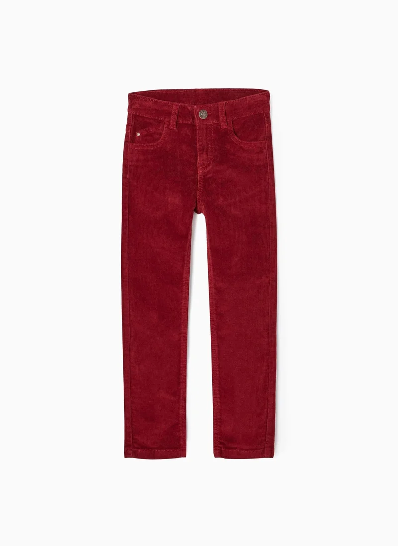 Zippy Corduroy Cotton Trousers for Boys 'Slim Fit', Dark Red